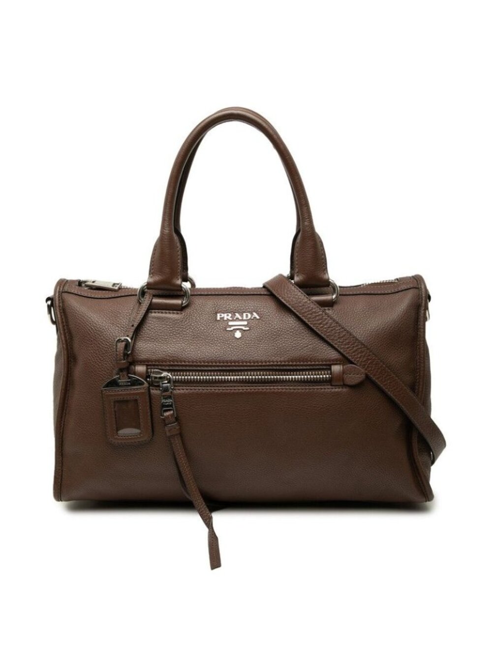 Prada 2-Way Shoulder Bag Brown Leather